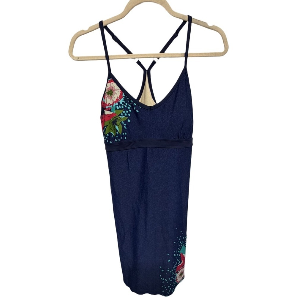 Athleta Shorebreak Racerback Swim Dress Medium Floral Padded Resort Beach Modest